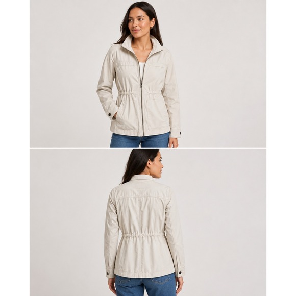 GAP Jackets & Blazers - Gap Utility Field Jacket Womens S Beige Full Zip Drawstring‎ Waist Anorak